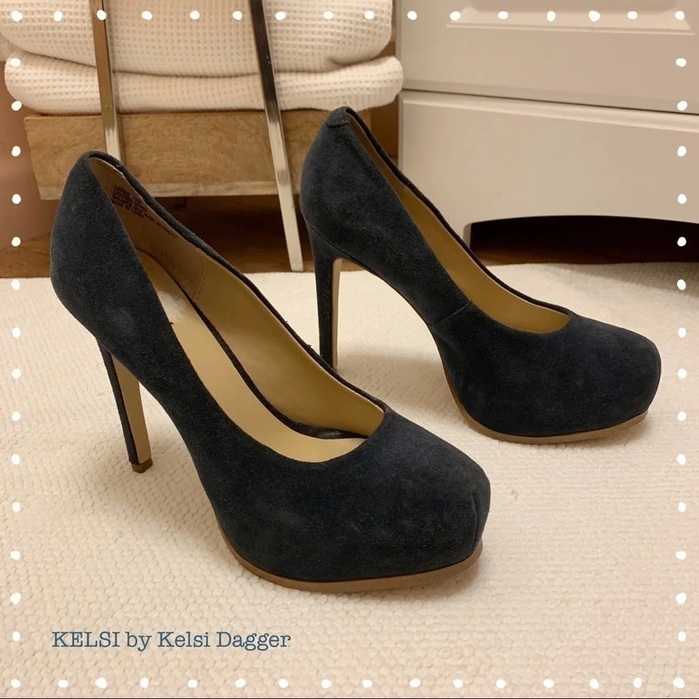 KELSI by Kelsi Dagger Laurie Blue Suede Heels